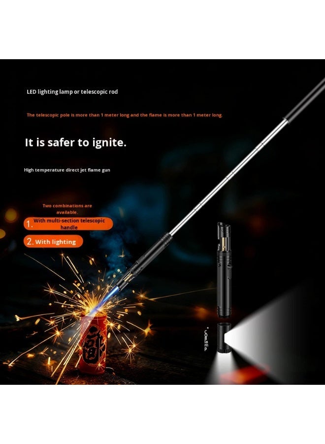 بلو فاير ولاعة شعلة قابلة للتمديد مقاومة للرياح للشواء والاستخدام الخارجي، مسدس لهب بدرجة حرارة عالية، ولاعة تعمل بغاز البوتان، تصميم تلسكوبي، هيكل من سبيكة الزنك، إشعال آمن، أداة إشعال للشواء - Image 2